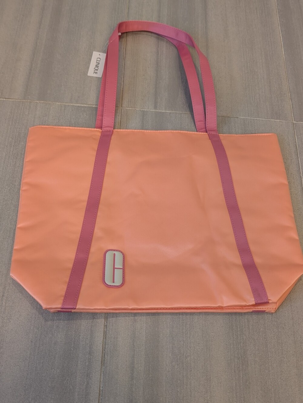 Clinique Coral Tote with Pink Straps NWT